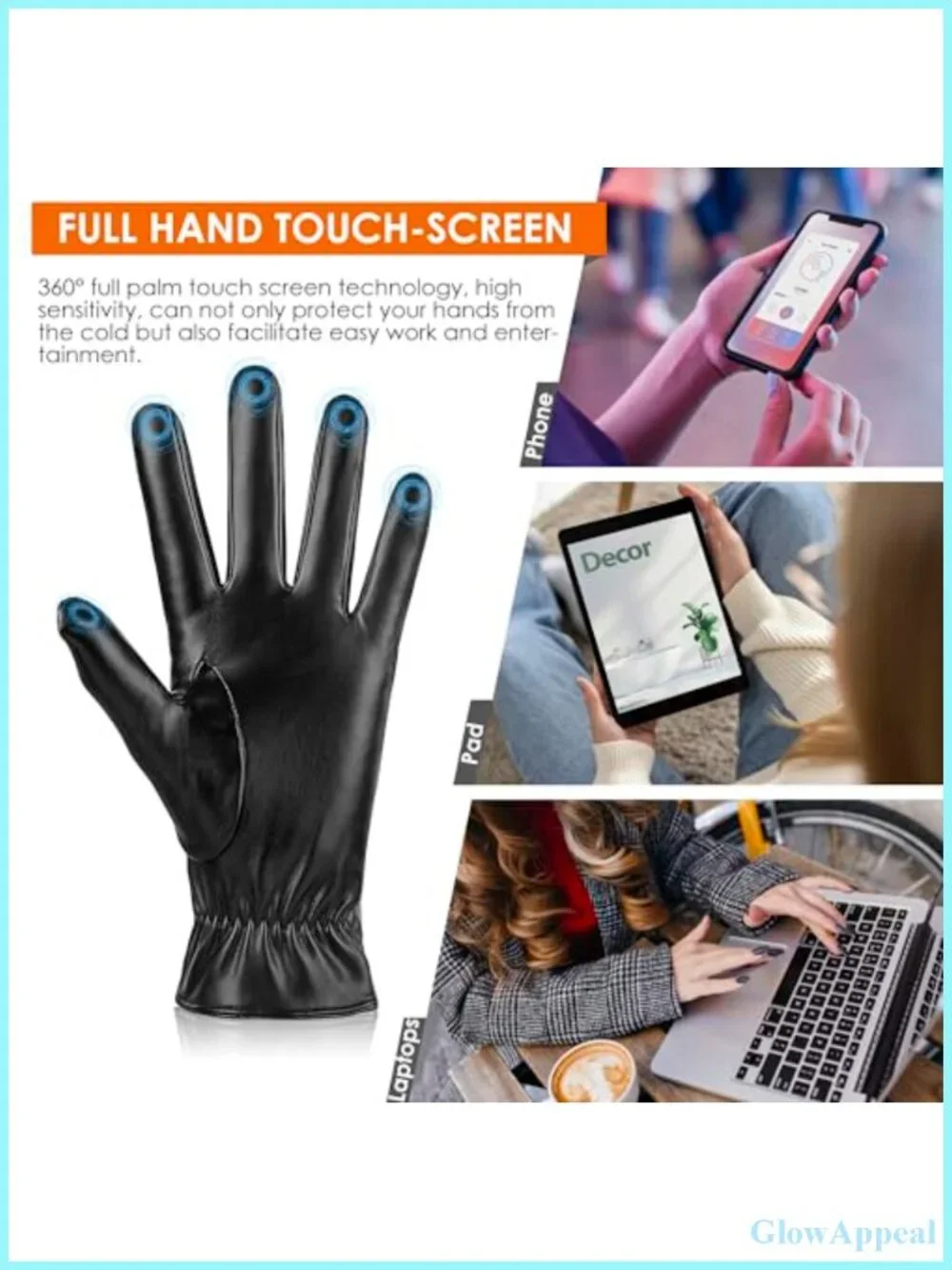 Women's Faux Leather Touchscreen Gloves 2 Pack Warm Wool Lined Winter